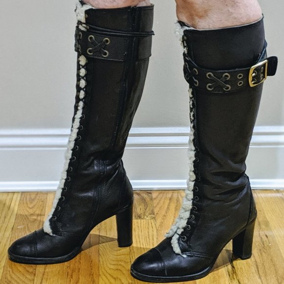 COACH Knee-High Lace-up Leather Boots Size 8 EUC - Picture 4 of 14